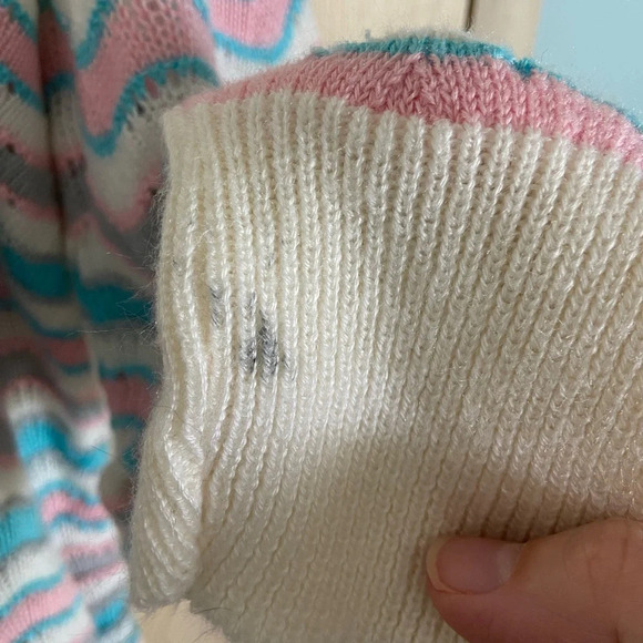 Vintage 80s Pastel Open Knit Feminine Sweater Sz M L - Picture 4 of 8